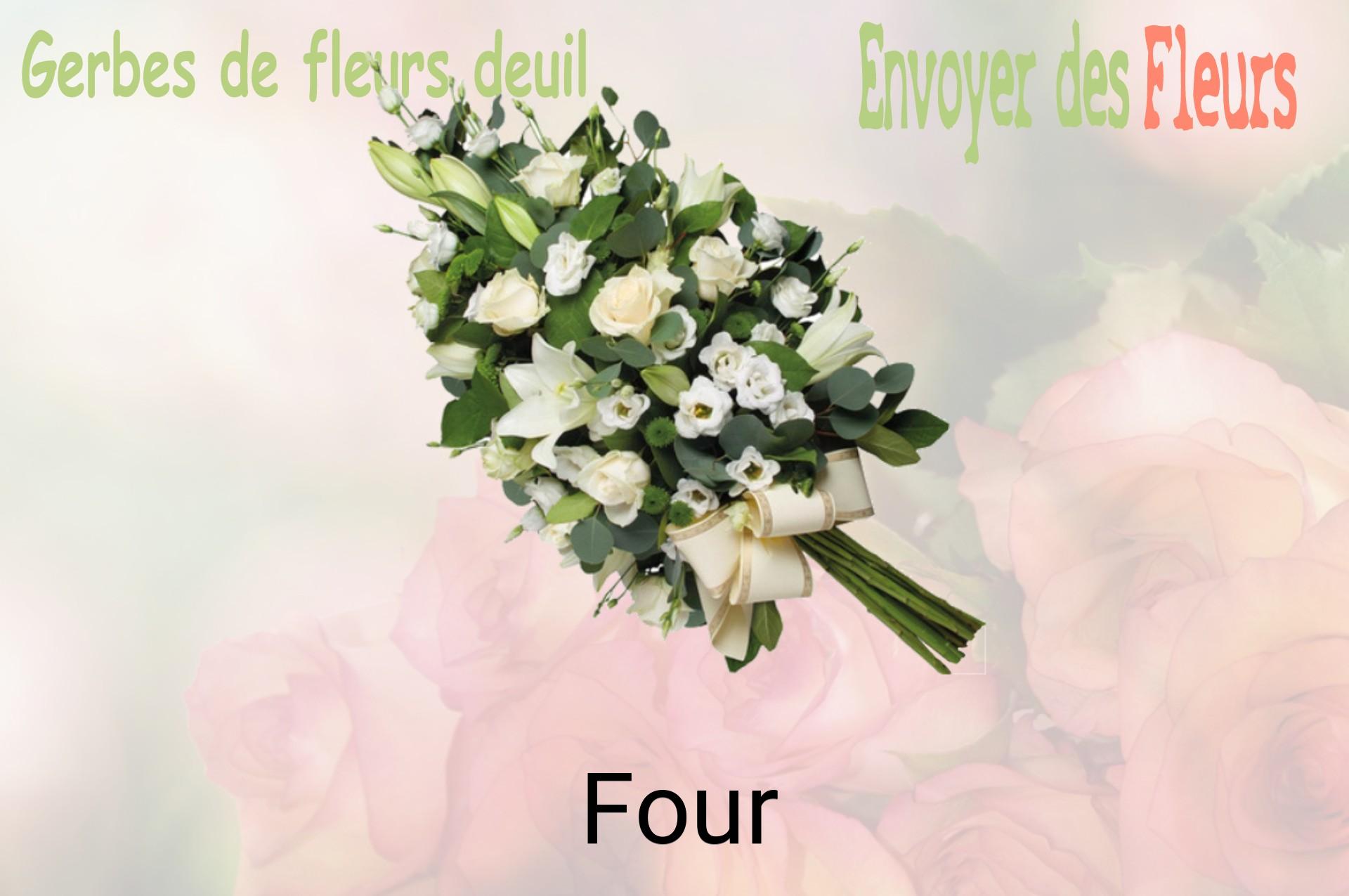 Gerbe de fleurs de deuil livrée à Four